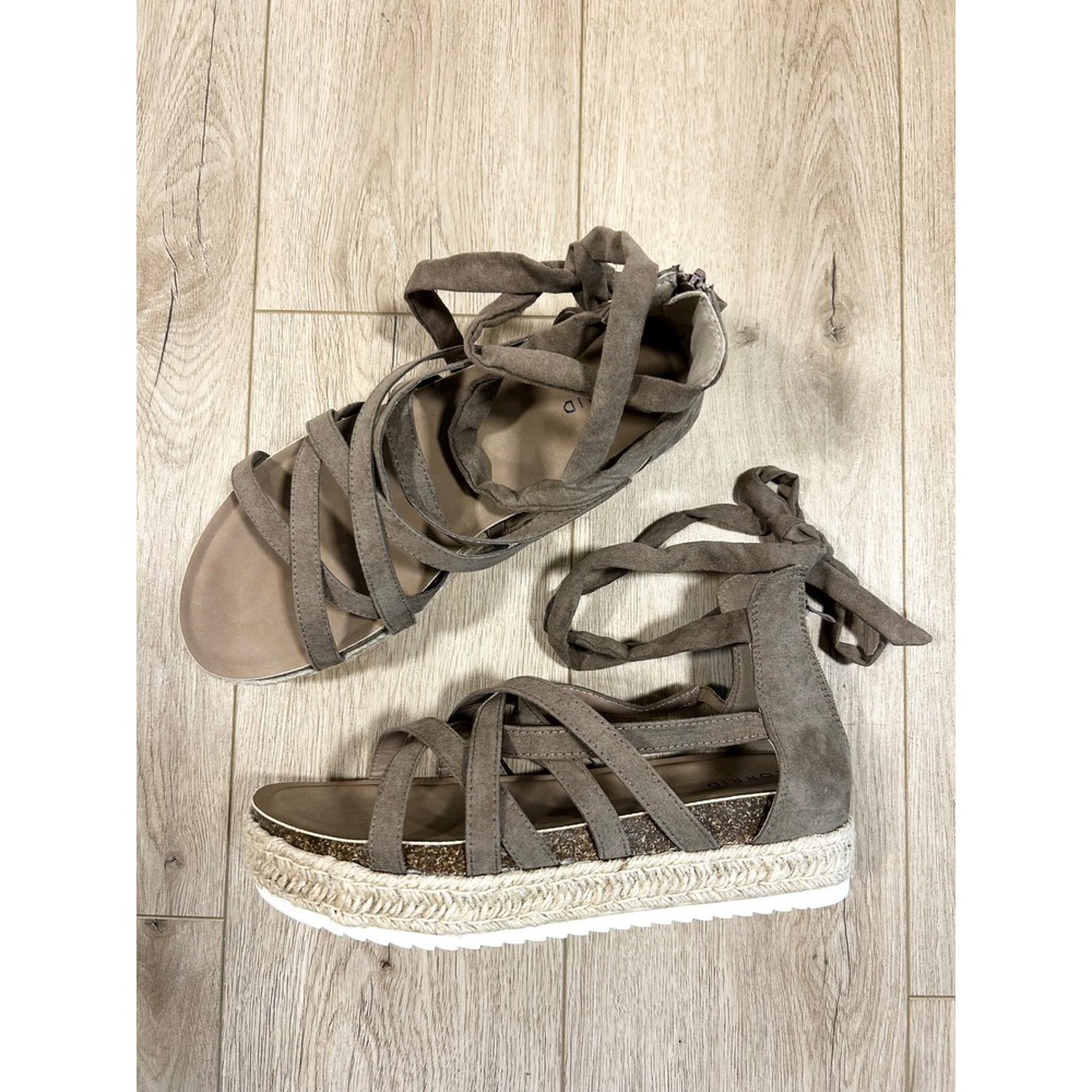 Torrid Womens 13 WW Taupe Brown Strappy Gladiator Espadrille Platform Sandals
